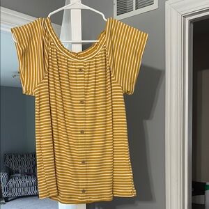 Striped Mustard Yellow Women's Top